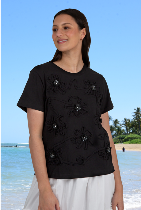 HOURS OF FLOWERS TOP (BLACK)