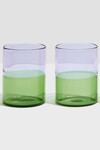 TWO TONE GLASSES / SET OF FOUR (LILAC + GREEN)