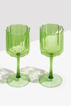 WAVE WINE GLASS / SET OF TWO (GREEN)