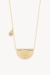 14K GOLD LOTUS BIRTHSTONE DIAMOND NECKLACE (PINK TOURMALINE)