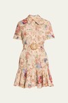 AUGUST BELTED MINI DRESS (CREAM FLORAL)
