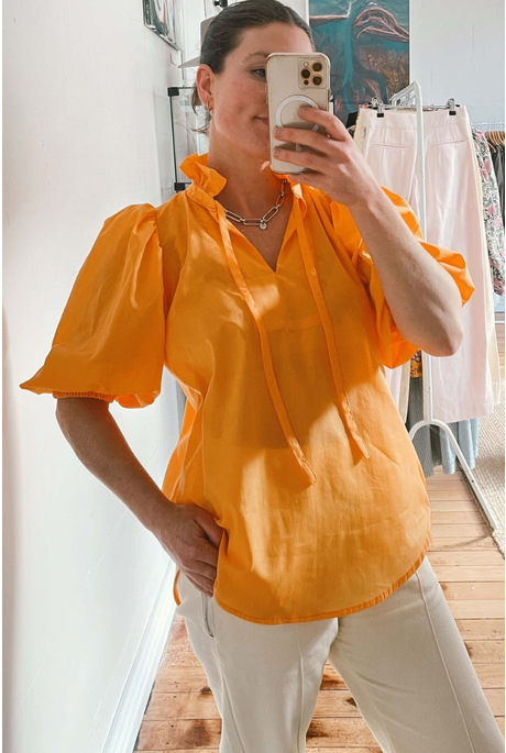 RUN FOR THE HILLS BLOUSE (TANGERINE)