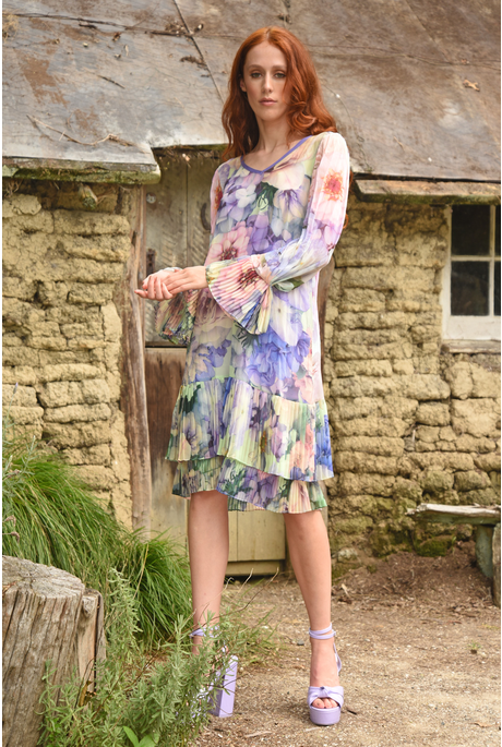 PLEAT ME LATER TUNIC DRESS (PASTEL FLORAL)