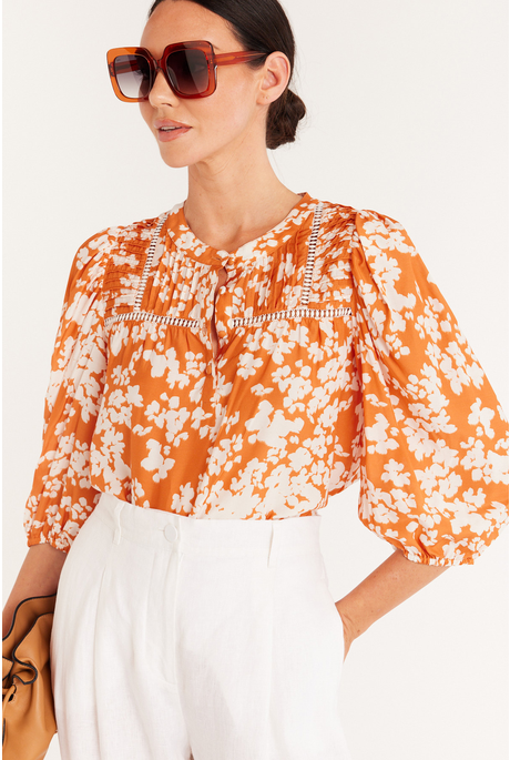 VALENCIA BLOUSE (ORANGE FLORAL)