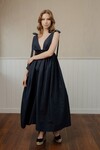 TIE BACK DRESS (NAVY DUPION SILK)