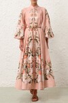 LEXI BILLOW LONG DRESS (PINK PALM)