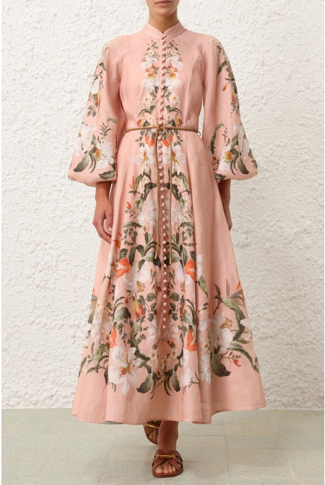 LEXI BILLOW LONG DRESS (PINK PALM)