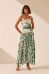 MARGAUERITE STRAPLESS CONTRAST MAXI DRESS (EVERGREEN/IVORY)