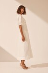 BLANC RUCHED KEYHOLE MIDI DRESS (IVORY)