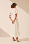BLANC RUCHED KEYHOLE MIDI DRESS (IVORY)