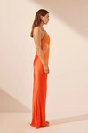 MIA CONTRAST SPLICED MAXI DRESS (RED/ORANGE/HIBISCUS)