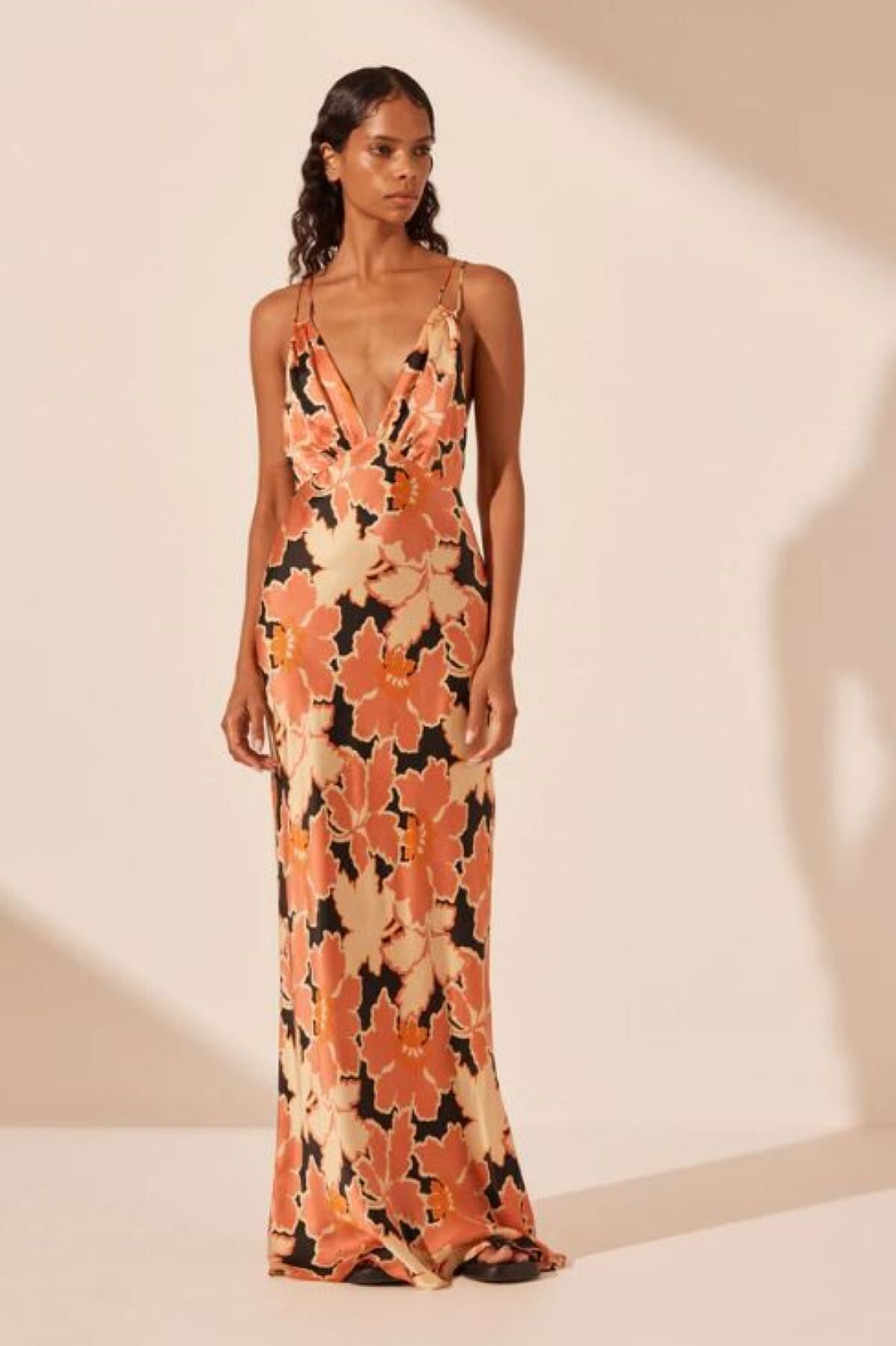 Coral pink maxi dress sales