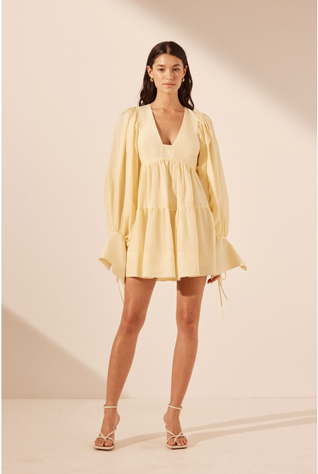 LIMON LONG SLEEVE MINI DRESS (LEMONDADE)