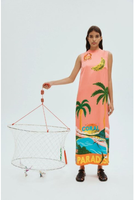 PARADISO SILK MIDI DRESS (MULTI)