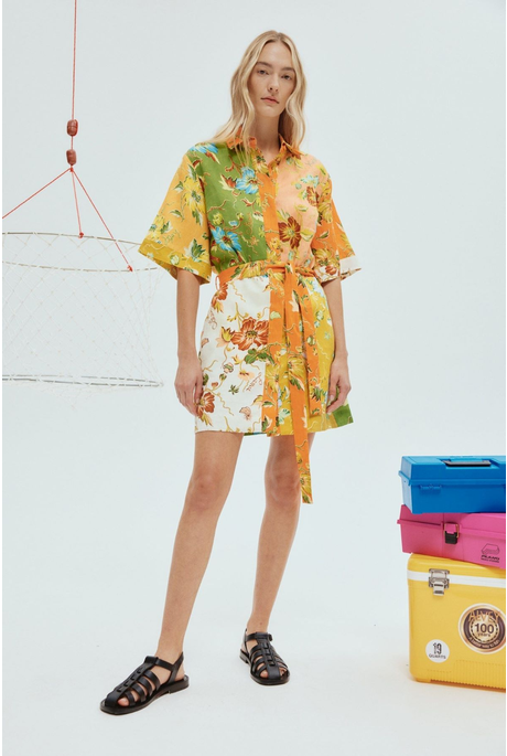 HOTEL LAMU SPLICED MINI DRESS (MULTI)