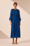 MIA RUCHED PANELLED MIDI DRESS (STRONG BLUE)