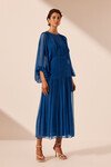 MIA RUCHED PANELLED MIDI DRESS (STRONG BLUE)