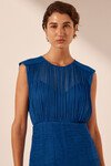 MAYA RUCHED SLEEVELESS MIDI DRESS (BLUE)