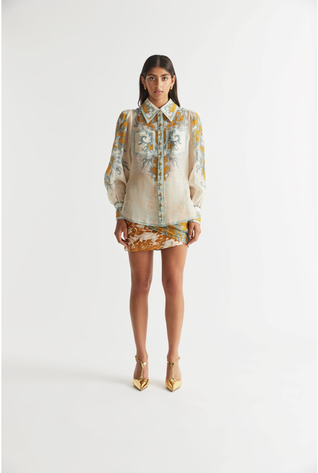 PALOMA BALLOON SLEEVE BLOUSE (DANDELION AND STEEL)