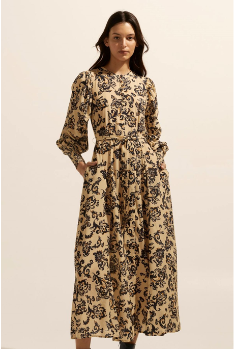 TANGENT DRESS (OCHRE FLORAL)