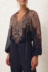 NATURA BILLOW BLOUSE (NAVY PAISLEY)