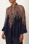NATURA BILLOW BLOUSE (NAVY PAISLEY)