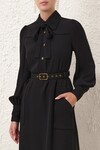 COLLARED SWING MIDI DRESS (BLACK)