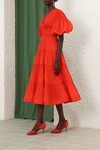 PLEATED MIDI DRESS (TOMATO)