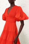 PLEATED MIDI DRESS (TOMATO)