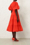 PLEATED MIDI DRESS (TOMATO)