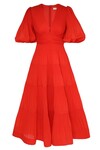 PLEATED MIDI DRESS (TOMATO)