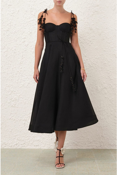 NATURA MIDI CORSET DRESS (BLACK)