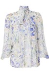 NATURA TIE NECK BILLOW TOP (BLUE GARDEN PRINT)