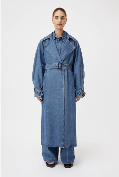 BEA DENIM TRENCH COAT (CLASSIC BLUE)