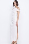 ROCHELLE ASYM MIDI DRESS (CREAM)