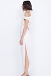 ROCHELLE ASYM MIDI DRESS (CREAM)