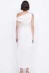 ROCHELLE ASYM MIDI DRESS (CREAM)