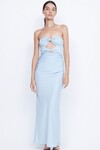 ROCHELLE TWIST STRAPLESS DRESS (DOLPIN BLUE)