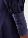 SILK WRAP MIDI DRESS (NAVY)