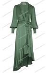 SILK WRAP MIDI DRESS (MATCHA)