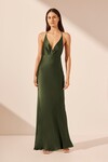 ELIA PLUNGED OPEN BACK HALTER MAXI DRESS (FERN)