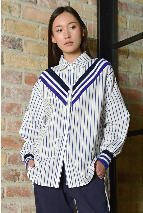 JUST A LITTLE RIB SHIRT (BLUE STRIPE)