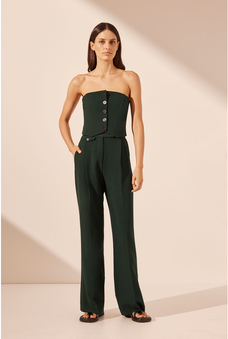 IRENA HIGH WAISTED TAILORED PANT (DEEP FOREST)