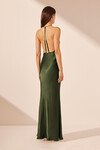 ELIA PLUNGED OPEN BACK HALTER MAXI DRESS (FERN)