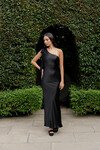 ONE SHOULDER WILMA DRESS (BLACK SILK)