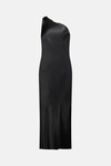 ONE SHOULDER WILMA DRESS (BLACK SILK)