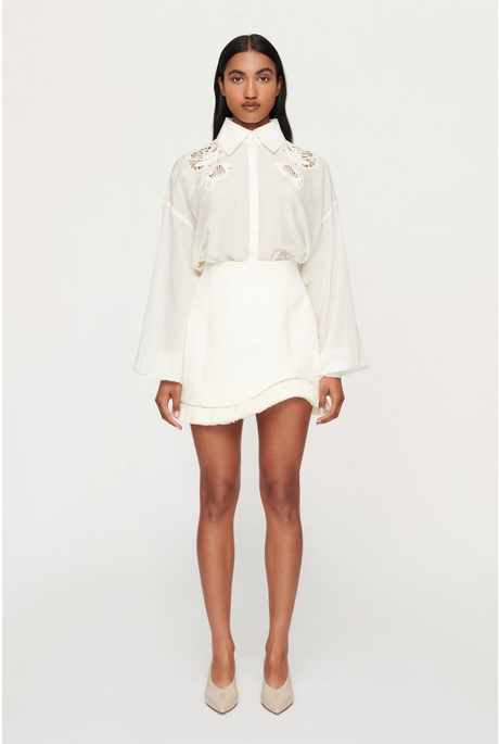 BOWIE RAFFIA MINI SKIRT (OFF WHITE)