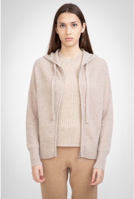 N.16 CASHMERE ZIP HOODIE (CHAMPAGNE)