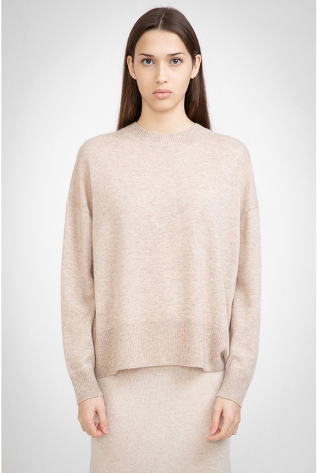 N.39 CASHMERE HIGH LOW HEM CREW (CHAMPAGNE)