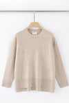 N.39 CASHMERE HIGH LOW HEM CREW (CHAMPAGNE)